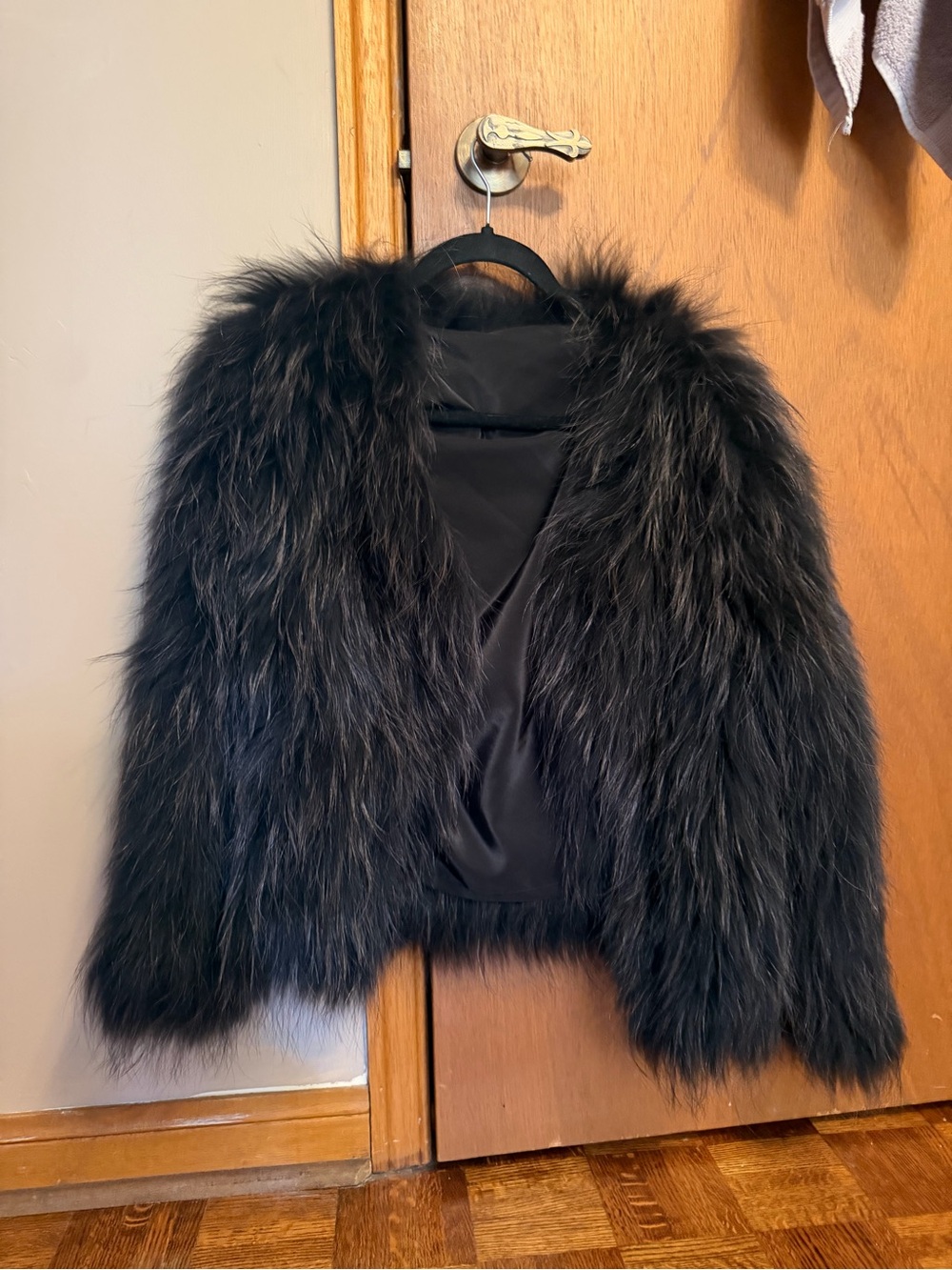 Lux Faux Fur Black Cropped Jacket